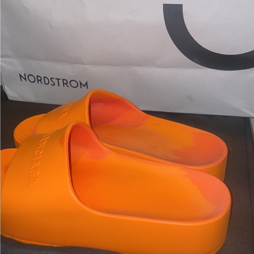 Rare Balenciaga orange slides.